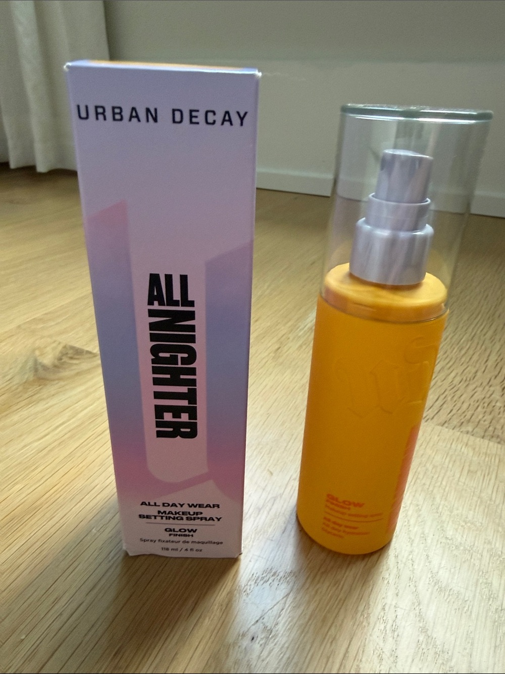 New Urban Decay All Nighter Glow Setting Spray — Bright Orange Bottle